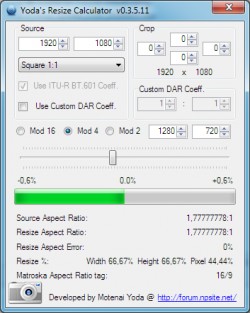 Yoda's Resize Calculator screenshot